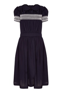 Темно-синее драпированное платье Comme des Garcons Girl
