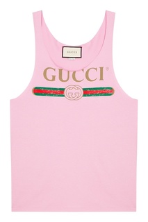 Фиолетовая майка с логотипом Gucci