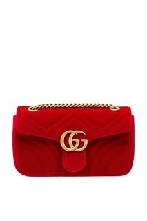 Красная бархатная сумка GG Marmont Gucci
