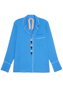 Голубая блузка с пуговицами-кристаллами No.21