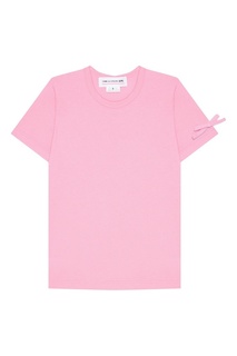 Розовая футболка с бантами на рукавах Comme des Garcons Girl