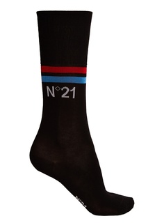 Черные хлопковые носки с полосками No.21