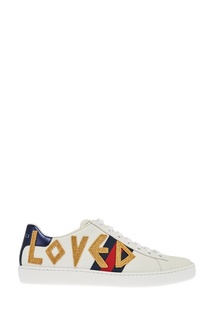 Белые кожаные кроссовки с нашивками Ace Gucci