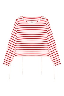 Хлопковый лонгслив в красную полоску Mm6 Maison Margiela