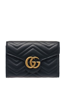 Черный кожаный кошелек GG Marmont Gucci