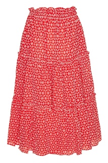 Красная юбка с вышитыми цветами Lisa Marie Fernandez