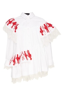 Асимметричная блузка с кружевом и вышивкой Simone Rocha