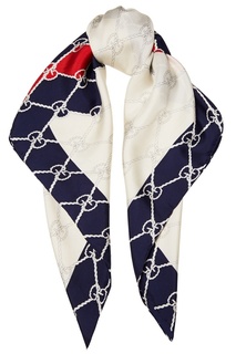 Шелковый шарф с контрастным принтом Gucci