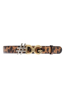 Кожаный ремень с леопардовым принтом Dolce & Gabbana