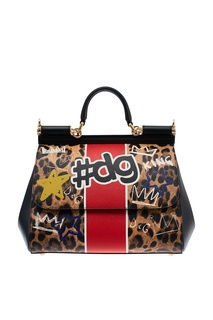 Кожаная сумка с рисунками Sicily Dolce & Gabbana