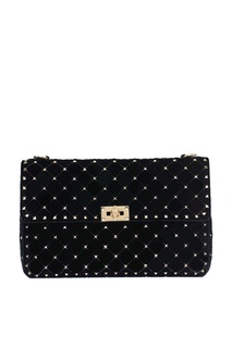 Черная сумка из стеганого бархата Rockstud Spike Valentino