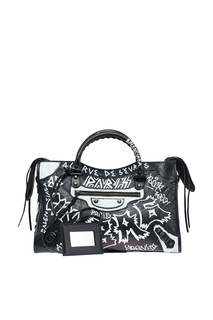 Сумка с контрастным принтом Graffiti Classic City Balenciaga