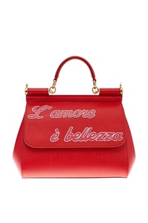 Кожаная сумка с надписью Sicily Dolce & Gabbana