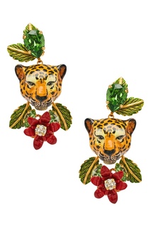 Серьги с леопардами и цветами Dolce & Gabbana
