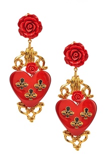 Серьги-клипсы с розами и сердцами Dolce & Gabbana