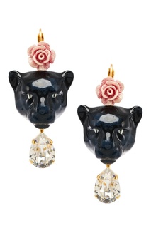 Серьги с пантерами и кристаллами Dolce & Gabbana
