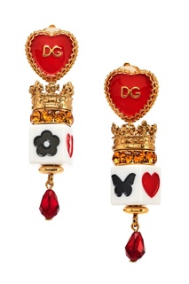 Серьги-клипсы с эмалью и кристаллами Dolce & Gabbana