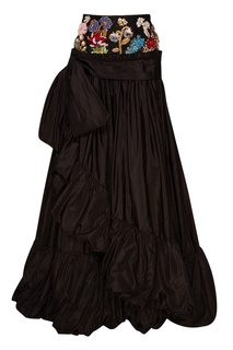 Шелковая юбка с вышивкой на поясе Alexander Mc Queen