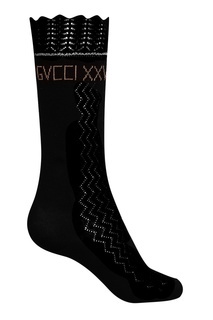 Ажурные носки из хлопка черного цвета Gucci