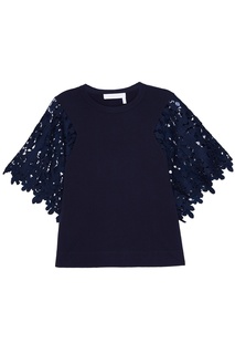 Синяя блузка с кружевными рукавами See By Chloé