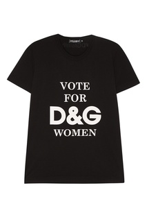 Черная футболка с белой надписью Dolce & Gabbana