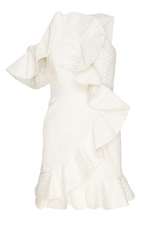 Белое кружевное платье с воланами Self Portrait