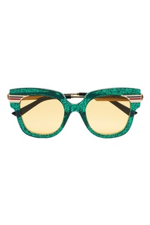 Зеленые солнцезащитные очки с блестками Gucci