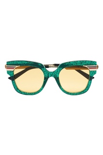Зеленые солнцезащитные очки с блестками Gucci