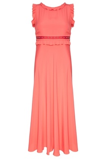 Розовое платье-миди с оборками RED Valentino
