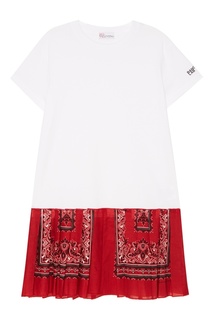 Хлопковое платье с контрастным подолом RED Valentino