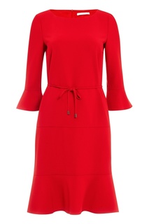 Красное платье с воланами Hugo Boss