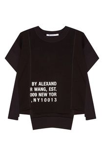 Черная хлопковая футболка с надписями T by Alexander Wang