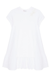 Белое хлопковое платье в комбинированном стиле RED Valentino