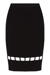 Черная трикотажная юбка в рубчик T by Alexander Wang