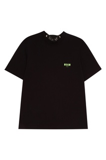 Черная хлопковая футболка с логотипом Msgm
