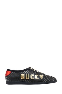Черные кожаные кроссовки с логотипом Falacer Gucci