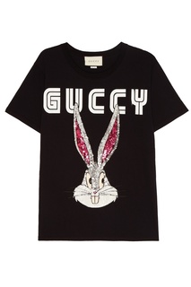 Хлопковая футболка с вышивкой пайетками Gucci