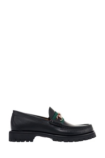 Черные кожаные лоферы с пряжкой Horsebit Gucci
