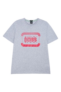 Серая меланжевая футболка с логотипом Boss Green