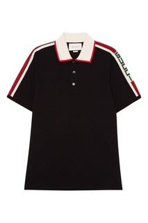 Черная хлопковая футболка-поло с логотипом Gucci
