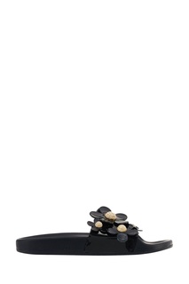 Черные сандалии с объемными цветами Marc Jacobs