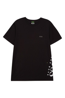 Черная хлопковая футболка с логотипом сбоку Boss Green