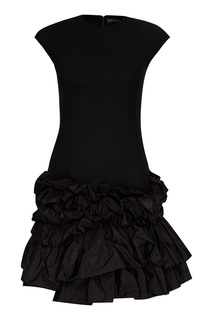 Черное платье с драпировкой по низу Alexander Mc Queen