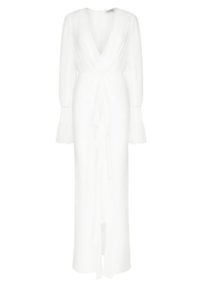 Платье-макси из белого вышитого шелка A LA Russe