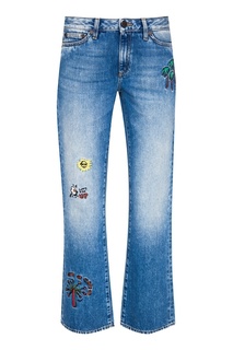 Голубые джинсы с вышивками Mira Mikati