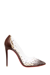 Коричневые туфли с кристаллами Degrastrass pvc 100 Christian Louboutin