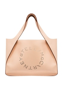 Бежевая сумка-тоут с перфорированным логотипом Stella Mc Cartney