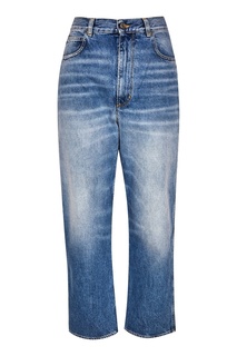 Прямые голубые джинсы с потертостями Golden Goose Deluxe Brand