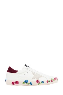 Белые кеды с цветами на подошве Superstar Golden Goose Deluxe Brand