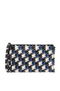 Кожаный клатч с объемными цветами RED Valentino